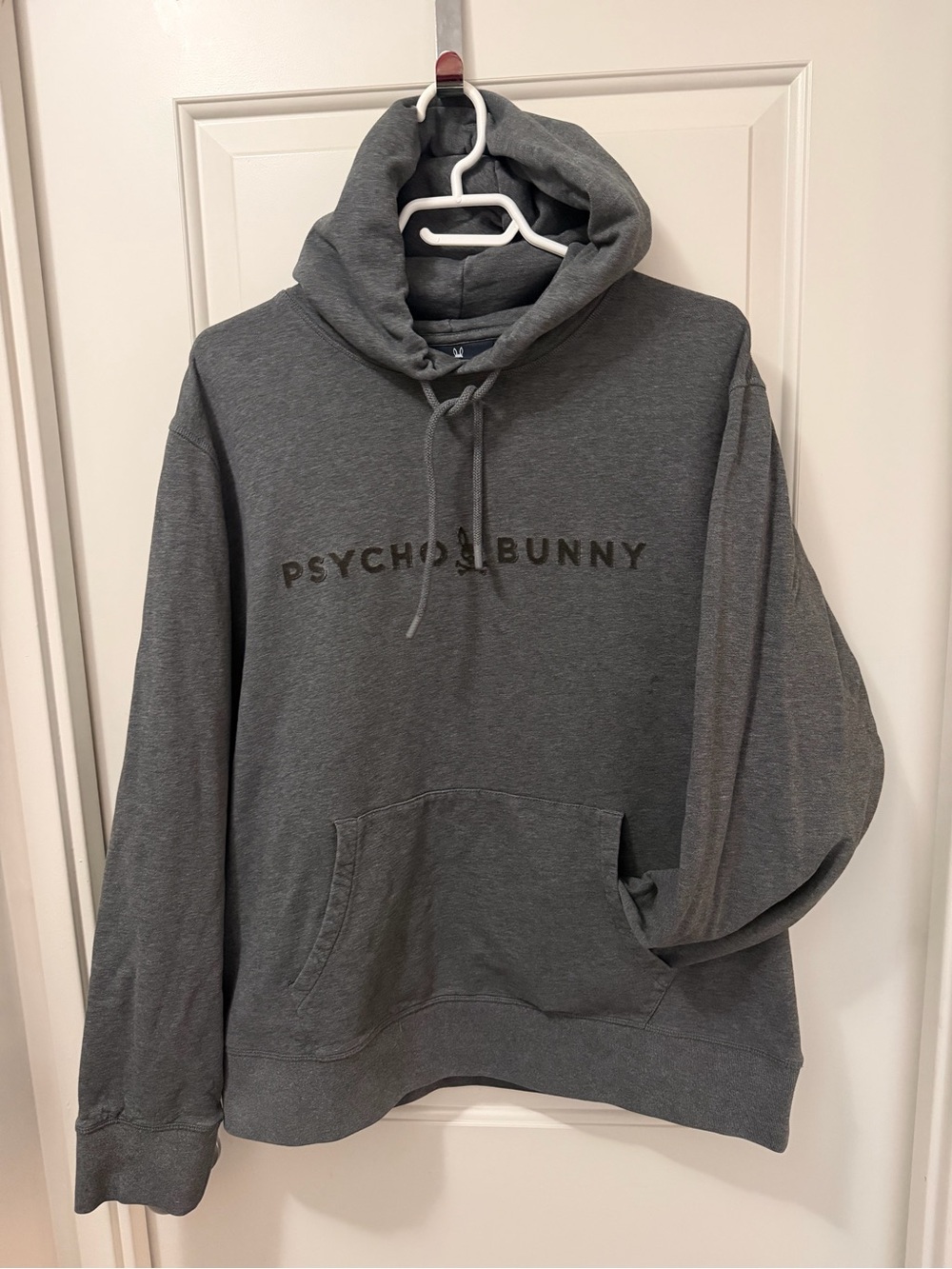 Psycho Bunny Men's Charcoal Gray Logo Pullover Hoodie
